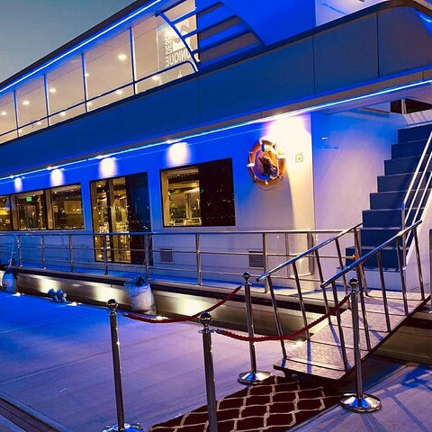 Experience a luxurious catamaran dinner cruise in Dubai Marina with live entertainment, delicious Arabian cuisine, and private hotel transfers.